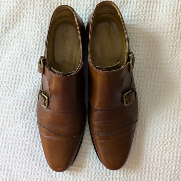 Billy Reid Leather Monk Strap Shoes Size 9.5 Brown Mens Dress Shoe - Picture 4 of 7